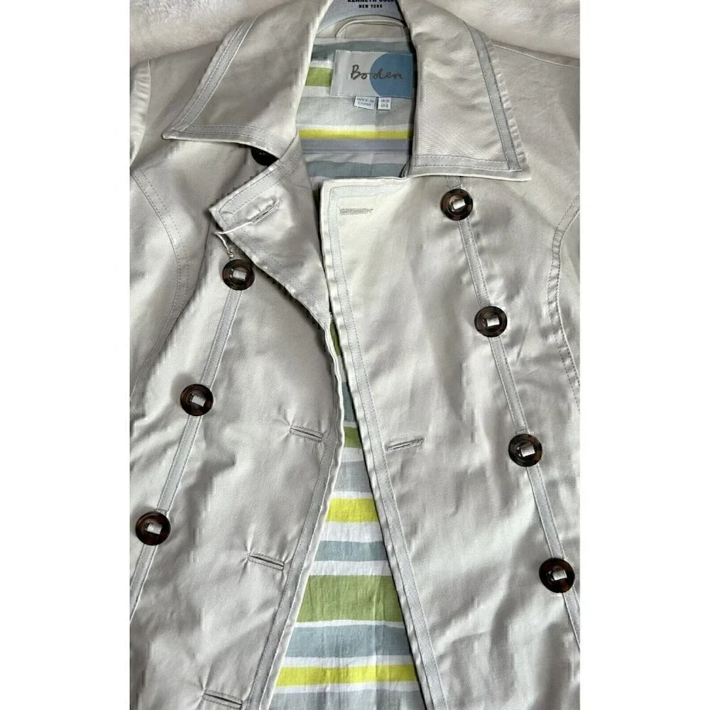 Boden Womens Trench Coat Khaki 6 *no belt* Academia Classiccore Closet Staple - Picture 10 of 16